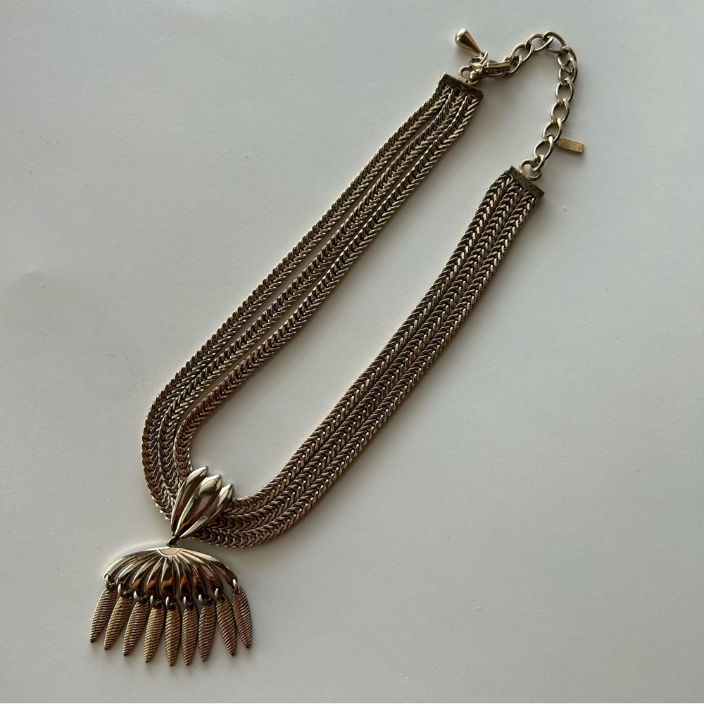 Monet Vintage Gold Tone 3 Strand Dangle Pendant Necklace